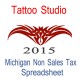 Michigan Non-Sales Tax Tattoo Artist Bookkeeping Spreadsheets for 2015 year end