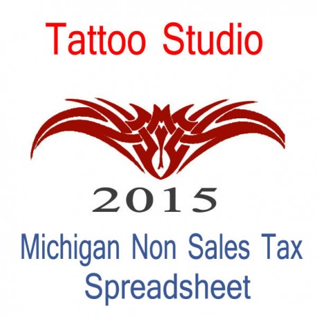 Michigan Non-Sales Tax Tattoo Artist Bookkeeping Spreadsheets for 2015 year end
