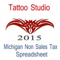 Michigan Non-Sales Tax Tattoo Artist Bookkeeping Spreadsheets for 2015 year end