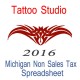 Michigan Non-Sales Tax Tattoo Artist Bookkeeping Spreadsheets for 2016 year end