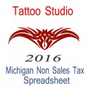 Michigan Non-Sales Tax Tattoo Artist Bookkeeping Spreadsheets for 2016 year end