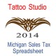 Michigan Tattoo Studio Accounts & Sales Tax Spreadsheet for 2014 year end