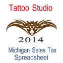 Michigan Tattoo Studio Accounts & Sales Tax Spreadsheet for 2014 year end