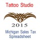 Michigan Tattoo Studio Accounts & Sales Tax Spreadsheet for 2015 year end