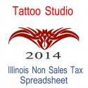 Illinois Non-Sales Tax Tattoo Artist Bookkeeping Spreadsheets for 2014 year end