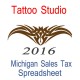 Michigan Tattoo Studio Accounts & Sales Tax Spreadsheet for 2016 year end