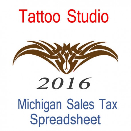 Michigan Tattoo Studio Accounts & Sales Tax Spreadsheet for 2016 year end