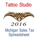 Michigan Tattoo Studio Accounts & Sales Tax Spreadsheet for 2016 year end