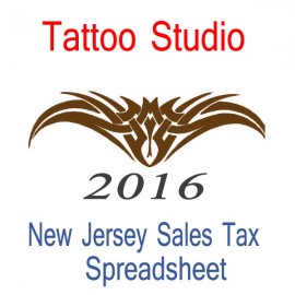 New Jersey Tattoo Studio Accounts & Sales Tax Spreadsheet for 2016 year end