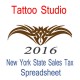 New York State Tattoo Studio Accounts & Sales Tax Spreadsheet for 2016 year end
