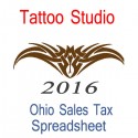 Ohio Tattoo Studio Accounts & Sales Tax Spreadsheet for 2016 year end