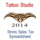Illinois Tattoo Studio Accounts & Sales Tax Spreadsheet for 2014 year end