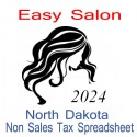 North Dakota Non-Sales Tax Hairdresser Bookkeeping Spreadsheets for 2024 year end