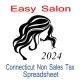 Connecticut Non-Sales Tax Hairdresser Bookkeeping Spreadsheets for 2024 year end
